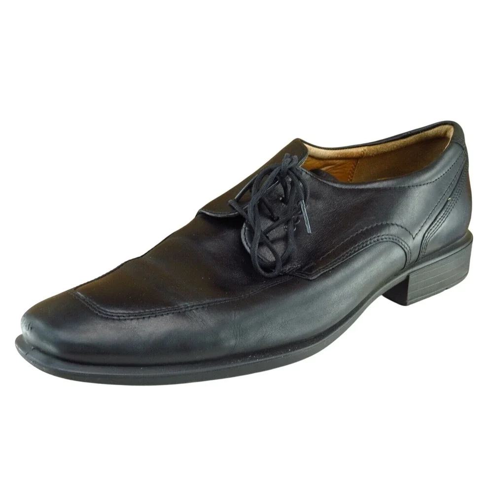 ECCO Men Derby Oxford Dress Shoes‎ Size 44 Black Leather Classic Comfort